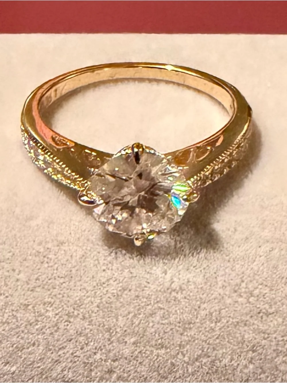 2ct Moissanite Solitaire Engagement Ring with Pavé Band - Picture 2 of 6